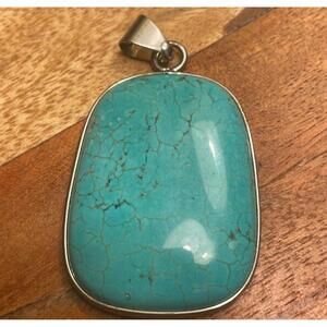 Vintage Faux Turquoise and Silver Toned Pendant